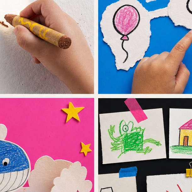 Luka Kids Drawing Projector projecting a soft outline onto paper while a child traces it in crayon